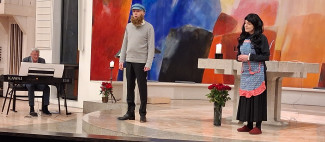 Szene aus Anatavka mit Tevje und Golde