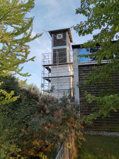 Johanneskirchturm mit Gerüst