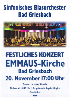 Plakat für das Konzert des Blasorchesters